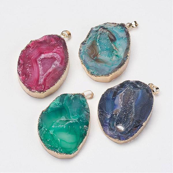PandaHall Natural & Dyed Druzy Agate Pendants, with Golden Plated Brass Findings, Nuggets, Mixed Color, 57~61x36~43x9~14mm, Hole: 5x8mm..., Multicolor
PandaHall Natural & Dyed Druzy Agate Pendants, with Golden Plated Brass Findings, Nuggets, Mixed Color, 57~61x36~43x9~14mm, Hole: 5x8mm..., Multicolor