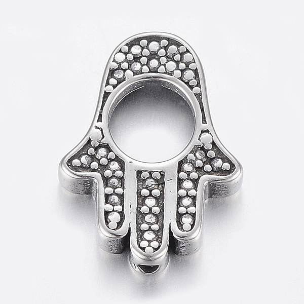PandaHall 304 Stainless Steel Bead Frame, Hamsa Hand/Hand of Fatima /Hand of Miriam, Antique Silver, 19x14x3.5mm, Hole: 1.5mm and 6.5mm 304...
PandaHall 304 Stainless Steel Bead Frame, Hamsa Hand/Hand of Fatima /Hand of Miriam, Antique Silver, 19x14x3.5mm, Hole: 1.5mm and 6.5mm 304...