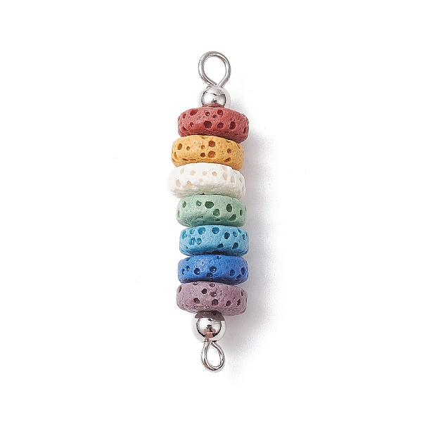 PandaHall Natural Lava Rock Dyed Beaded Connector Charms, Chakra Disc Links with Brass Loops, Colorful, Platinum, 37x8mm, Hole: 1.8mm Lava...
PandaHall Natural Lava Rock Dyed Beaded Connector Charms, Chakra Disc Links with Brass Loops, Colorful, Platinum, 37x8mm, Hole: 1.8mm Lava...