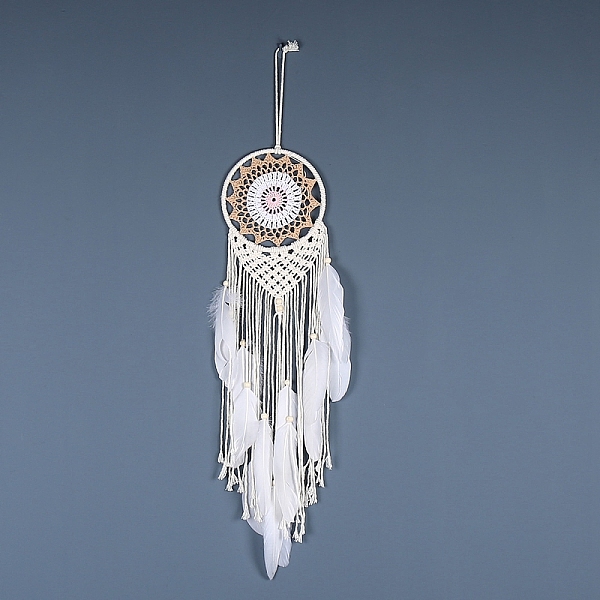PandaHall Iron Bohemian Woven Web/Net with Feather Macrame Wall Hanging Decorations, for Home Bedroom Decorations, Navajo White, 590mm...
PandaHall Iron Bohemian Woven Web/Net with Feather Macrame Wall Hanging Decorations, for Home Bedroom Decorations, Navajo White, 590mm...