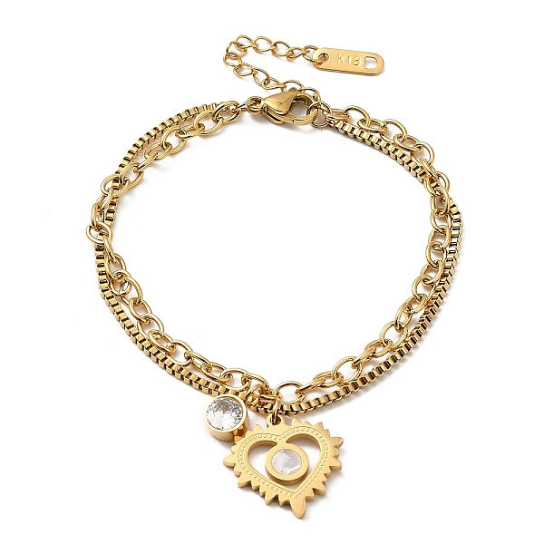 PandaHall Ion Plating(IP) 304 Stainless Steel Box & Cable Chains Double Layer Multi-strand Bracelets, Cubic Zirconia & Natural Shell Heart...
PandaHall Ion Plating(IP) 304 Stainless Steel Box & Cable Chains Double Layer Multi-strand Bracelets, Cubic Zirconia & Natural Shell Heart...