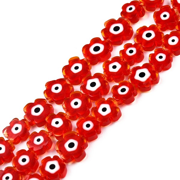 PandaHall Handmade Evil Eye Lampwork Beads Strands, Flower, Golden Edge, Red, 7~9.5x7~9x2.5~3mm, Hole: 1mm, about 54pcs/strand, 16.14 inch...
PandaHall Handmade Evil Eye Lampwork Beads Strands, Flower, Golden Edge, Red, 7~9.5x7~9x2.5~3mm, Hole: 1mm, about 54pcs/strand, 16.14 inch...