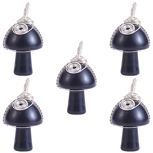 PandaHall Natural Obsidian Pendants, Mushroom Charms, with Silver Color Plated Copper Wire Wrapped, 30x15x16mm, Hole: 5mm Obsidian Mushroom
PandaHall Natural Obsidian Pendants, Mushroom Charms, with Silver Color Plated Copper Wire Wrapped, 30x15x16mm, Hole: 5mm Obsidian Mushroom