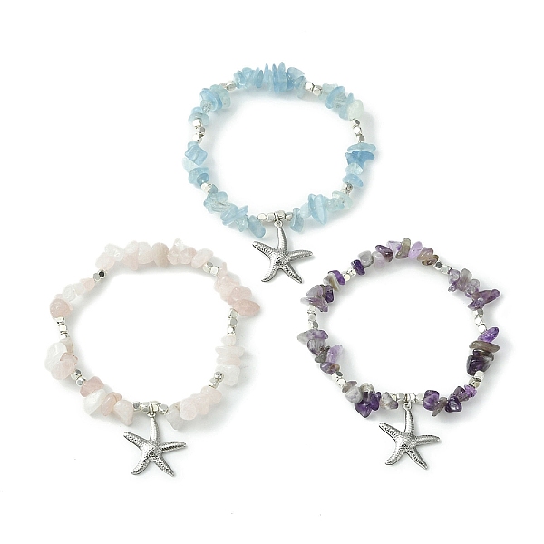 PandaHall Natural Mixed Gemstone Chips Beaded Stretch Bracelets Set, 304 Stainless Steel Starfish Charms Stackable Bracelets for Women...
PandaHall Natural Mixed Gemstone Chips Beaded Stretch Bracelets Set, 304 Stainless Steel Starfish Charms Stackable Bracelets for Women...