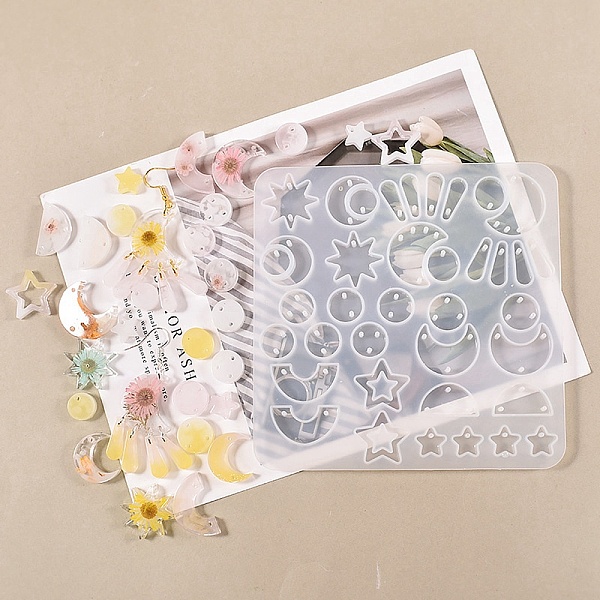 PandaHall DIY Silicone Pendant Molds, Resin Casting Molds, for UV Resin, Epoxy Resin Jewelry Making, Star/Geometrical Shape, Mixed Patterns..., White
PandaHall DIY Silicone Pendant Molds, Resin Casting Molds, for UV Resin, Epoxy Resin Jewelry Making, Star/Geometrical Shape, Mixed Patterns..., White