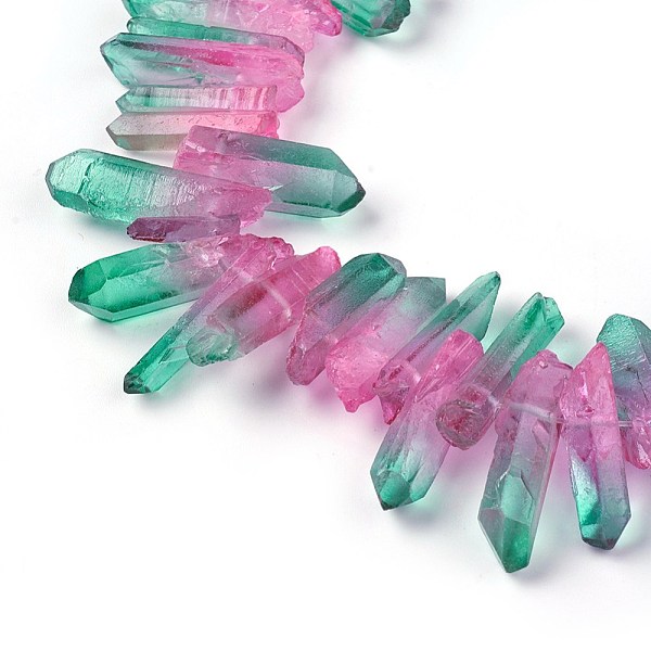PandaHall Natural Quartz Crystal Beads Strands, Pointed Pendants, Faceted, Column, Dyed, Two Tone, Pale Green, 15~40x5~13x4.5~12mm, Hole...
PandaHall Natural Quartz Crystal Beads Strands, Pointed Pendants, Faceted, Column, Dyed, Two Tone, Pale Green, 15~40x5~13x4.5~12mm, Hole...