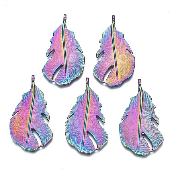 PandaHall Rainbow Color Alloy Pendants, Cadmium Free & Nickel Free & Lead Free, Leaf, 46x25x5mm, Hole: 2mm Alloy Leaf
PandaHall Rainbow Color Alloy Pendants, Cadmium Free & Nickel Free & Lead Free, Leaf, 46x25x5mm, Hole: 2mm Alloy Leaf