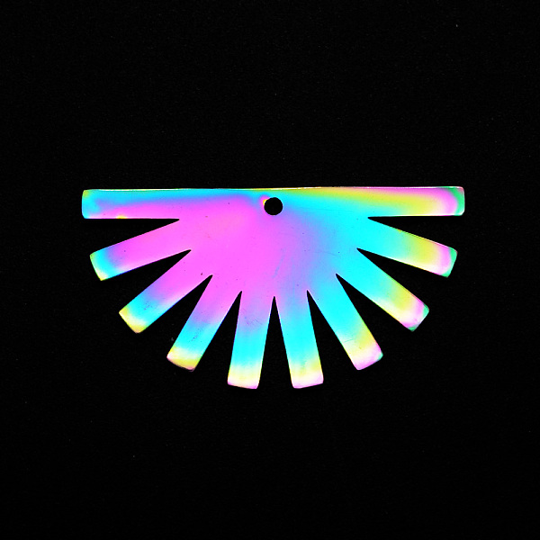 PandaHall 201 Stainless Steel Pendants, Laser Cut, Fan, Rainbow Color, 17.5x33x1mm, Hole: 1.6mm 201 Stainless Steel Fan
PandaHall 201 Stainless Steel Pendants, Laser Cut, Fan, Rainbow Color, 17.5x33x1mm, Hole: 1.6mm 201 Stainless Steel Fan