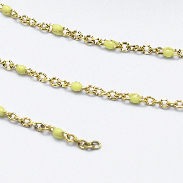 PandaHall 3.28 Feet Handmade Stainless Steel Chains, Soldered, Enamel, Golden, Champagne Yellow, 2x1.6x0.2mm, Bead: 2mm Stainless Steel
PandaHall 3.28 Feet Handmade Stainless Steel Chains, Soldered, Enamel, Golden, Champagne Yellow, 2x1.6x0.2mm, Bead: 2mm Stainless Steel