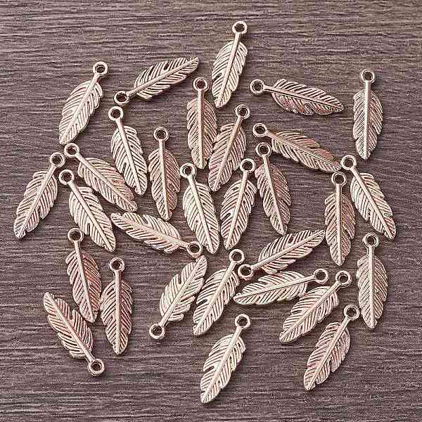 PandaHall Tibetan Style Alloy Pendants, Feather, Rose Gold, 15x5x1.5mm, Hole: 1mm. Alloy Feather
PandaHall Tibetan Style Alloy Pendants, Feather, Rose Gold, 15x5x1.5mm, Hole: 1mm. Alloy Feather