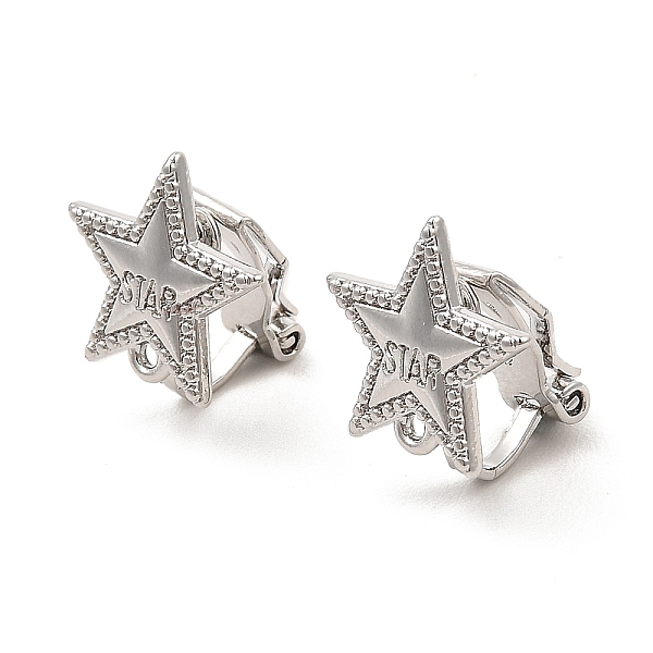 PandaHall Alloy Clip-on Earring Findings, with Horizontal Loops, for Non-pierced Ears, Star, Platinum, 14.5x13.5x12mm, Hole: 1mm Alloy Star
PandaHall Alloy Clip-on Earring Findings, with Horizontal Loops, for Non-pierced Ears, Star, Platinum, 14.5x13.5x12mm, Hole: 1mm Alloy Star