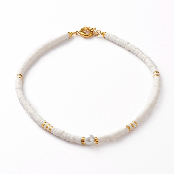 PandaHall Polymer Clay Heishi Beaded Necklaces, with Round Glass Pearl Beads, Brass Spacer Beads and Spring Ring Clasps, White, 17-7/8 inch...
PandaHall Polymer Clay Heishi Beaded Necklaces, with Round Glass Pearl Beads, Brass Spacer Beads and Spring Ring Clasps, White, 17-7/8 inch...