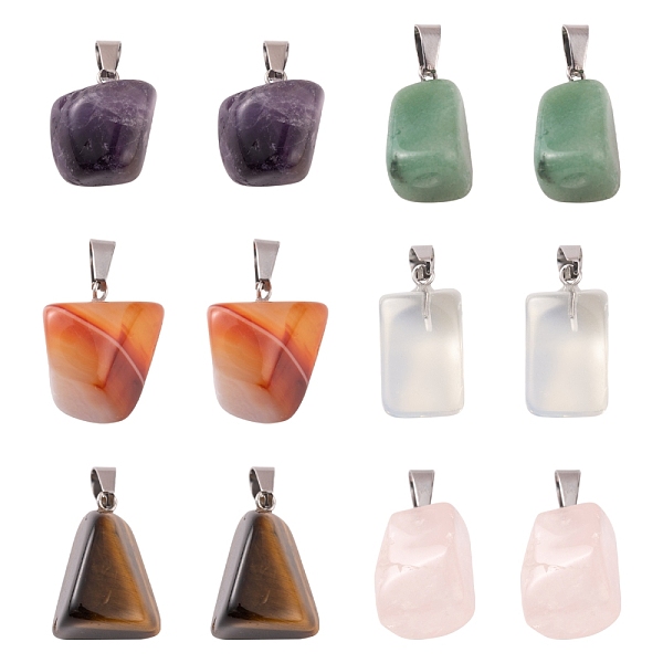 PandaHall 12Pcs 6 Style Natural & Synthetic Gemstone Pendants, with Stainless Steel Snap On Bails, Nuggets, 15~35x10~20x5~15mm, Hole...
PandaHall 12Pcs 6 Style Natural & Synthetic Gemstone Pendants, with Stainless Steel Snap On Bails, Nuggets, 15~35x10~20x5~15mm, Hole...
