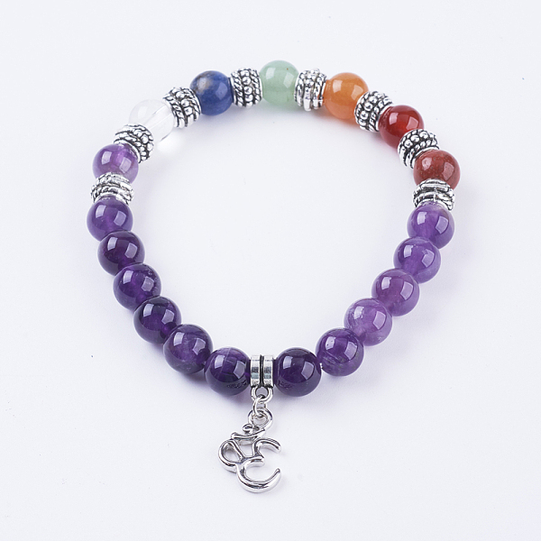 PandaHall Natural Amethyst Stretch Bracelets, with Mixed Stone, Alloy Findings and Brass Pendants, Aum/Om Symbol, Antique Silver, 2-1/8 inch..., Multicolor
PandaHall Natural Amethyst Stretch Bracelets, with Mixed Stone, Alloy Findings and Brass Pendants, Aum/Om Symbol, Antique Silver, 2-1/8 inch..., Multicolor