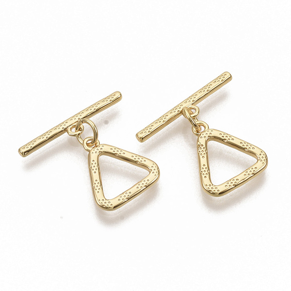 PandaHall Brass Toggle Clasps, with Jump Rings, Nickel Free, Triangle, Real 18K Gold Plated, Triangle: 14.5x13x1.5mm, Hole: 1.2mm, Bar...
PandaHall Brass Toggle Clasps, with Jump Rings, Nickel Free, Triangle, Real 18K Gold Plated, Triangle: 14.5x13x1.5mm, Hole: 1.2mm, Bar...