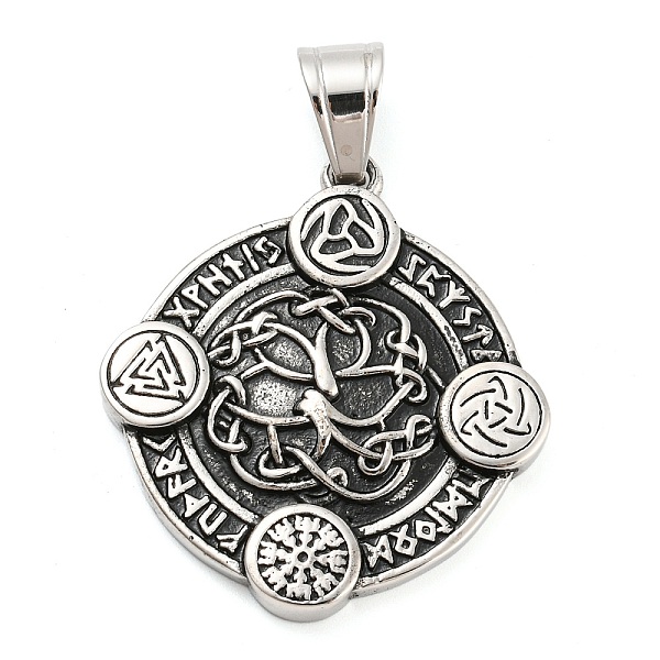PandaHall 316L Surgical Stainless Steel Pendants, Flat Round with Viking Runes & Tree & Valknut Charm, Antique Silver, 39.5x35.5x4mm, Hole...
PandaHall 316L Surgical Stainless Steel Pendants, Flat Round with Viking Runes & Tree & Valknut Charm, Antique Silver, 39.5x35.5x4mm, Hole...