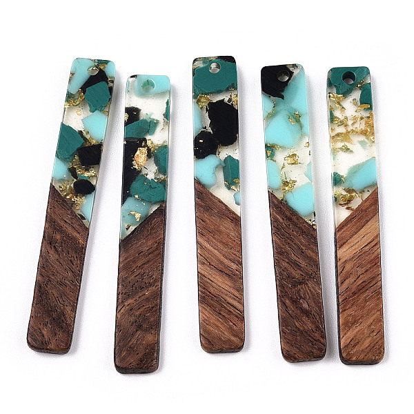 PandaHall Transparent Resin & Walnut Wood Big Pendants, with Gold Foil, Rectangle Charms, Turquoise, 51.5x7.5x3mm, Hole: 1.8mm Resin+Wood..., Green
PandaHall Transparent Resin & Walnut Wood Big Pendants, with Gold Foil, Rectangle Charms, Turquoise, 51.5x7.5x3mm, Hole: 1.8mm Resin+Wood..., Green