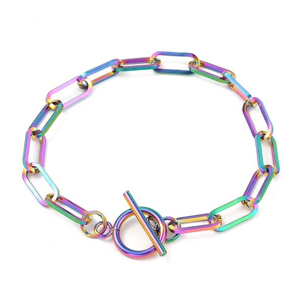 PandaHall Unisex Vacuum Plating 304 Stainless Steel Paperclip Chain Bracelets, with Toggle Clasps, Rainbow Color, 8-1/8 inch(20.5cm) 304...
PandaHall Unisex Vacuum Plating 304 Stainless Steel Paperclip Chain Bracelets, with Toggle Clasps, Rainbow Color, 8-1/8 inch(20.5cm) 304...