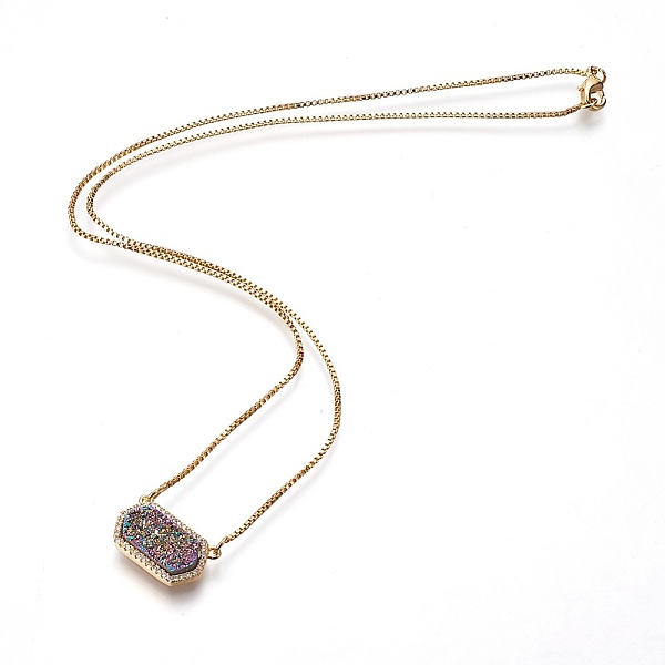 PandaHall Natural Druzy Quartz Pendant Necklaces, with Brass Findings, Rectangle, Golden, 17.91 inch(45.5cm) Quartz
PandaHall Natural Druzy Quartz Pendant Necklaces, with Brass Findings, Rectangle, Golden, 17.91 inch(45.5cm) Quartz