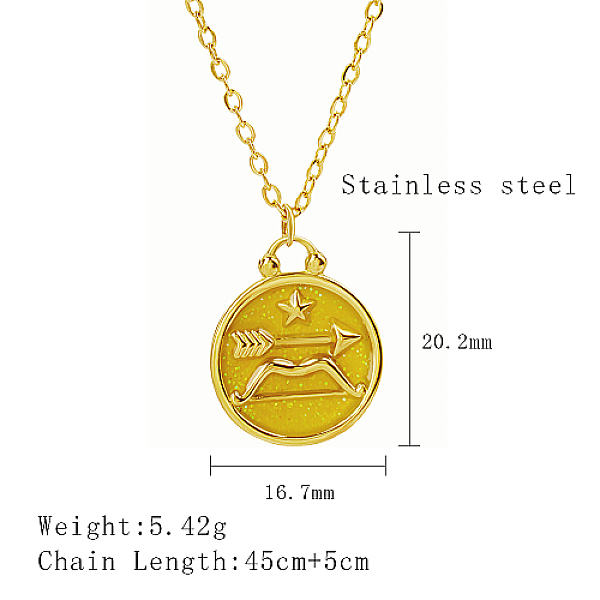 PandaHall Stainless Steel Enamel Constellation Pendant Necklaces, Real 18K Gold Plated, Sagittarius, 17.72 inch(45cm), Pendant: 20.2x16.7mm...
PandaHall Stainless Steel Enamel Constellation Pendant Necklaces, Real 18K Gold Plated, Sagittarius, 17.72 inch(45cm), Pendant: 20.2x16.7mm...