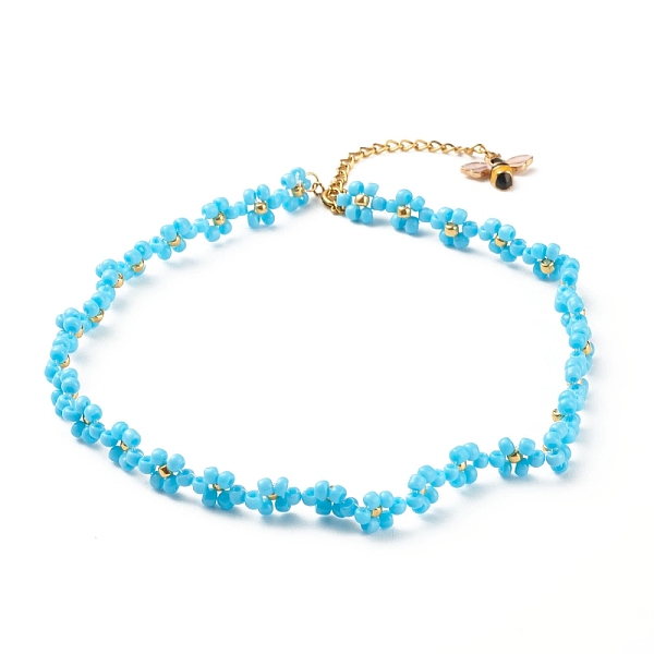 PandaHall Glass Seed Beaded Flower Necklace with Alloy Enamel Bee Charm, Braided Jewelry for Women, Golden, Cyan, 12.60 inch(32cm) Glass...
PandaHall Glass Seed Beaded Flower Necklace with Alloy Enamel Bee Charm, Braided Jewelry for Women, Golden, Cyan, 12.60 inch(32cm) Glass...
