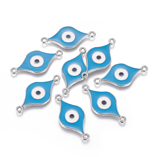 PandaHall Alloy Enameled Links connectors, Cadmium Free & Lead Free, Evil Eye Style, Platinum, Size: about 38mm long, 18mm wide, 2mm thick..., Blue
PandaHall Alloy Enameled Links connectors, Cadmium Free & Lead Free, Evil Eye Style, Platinum, Size: about 38mm long, 18mm wide, 2mm thick..., Blue