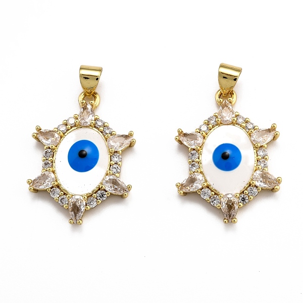 PandaHall Brass Micro Pave Clear Cubic Zirconia Pendants, Long-Lasting Plated, with Enamel, Eye, Real 18K Gold Plated, 26x19x3.5mm, Hole...
PandaHall Brass Micro Pave Clear Cubic Zirconia Pendants, Long-Lasting Plated, with Enamel, Eye, Real 18K Gold Plated, 26x19x3.5mm, Hole...