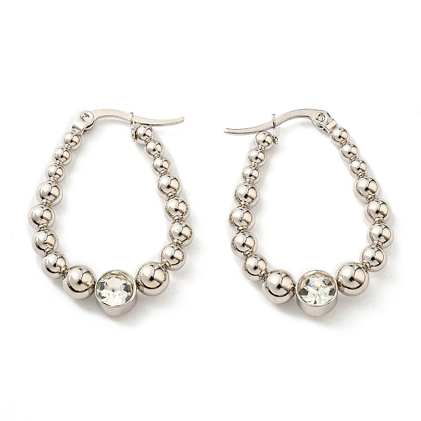 PandaHall 304 Stainless Steel Teardrop Hoop Earrings with Rhinestone, Stainless Steel Color, 32.5x24mm Rhinestone Teardrop Clear
PandaHall 304 Stainless Steel Teardrop Hoop Earrings with Rhinestone, Stainless Steel Color, 32.5x24mm Rhinestone Teardrop Clear