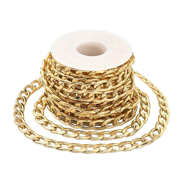 PandaHall Aluminium Curb Chains, Cuban Link Chains, Unwelded, with Spool, Golden, 13x8x2.3mm, about 16.40 Feet(5m)/Roll Aluminum
PandaHall Aluminium Curb Chains, Cuban Link Chains, Unwelded, with Spool, Golden, 13x8x2.3mm, about 16.40 Feet(5m)/Roll Aluminum