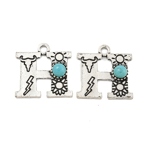 PandaHall Synthetic Turquoise & Alloy Pendants, Letter Charms, Antique Silver, Letter H, 25x24x5mm, Hole: 3mm Synthetic Turquoise Letter H
PandaHall Synthetic Turquoise & Alloy Pendants, Letter Charms, Antique Silver, Letter H, 25x24x5mm, Hole: 3mm Synthetic Turquoise Letter H