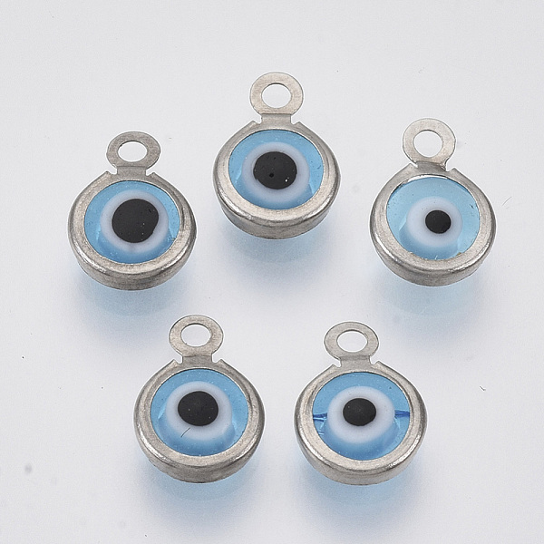 PandaHall Handmade Lampwork Charms, with 304 Stainless Steel Findings, Flat Round with Evil Eye, Deep Sky Blue, 9.5x6.5x2.5mm, Hole: 1.5mm...
PandaHall Handmade Lampwork Charms, with 304 Stainless Steel Findings, Flat Round with Evil Eye, Deep Sky Blue, 9.5x6.5x2.5mm, Hole: 1.5mm...