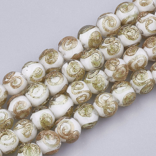PandaHall Handmade Gold Sand Lampwork Beads, Round, White, 8~9x7~7.5mm, Hole: 1.5~2mm Lampwork Round White
PandaHall Handmade Gold Sand Lampwork Beads, Round, White, 8~9x7~7.5mm, Hole: 1.5~2mm Lampwork Round White