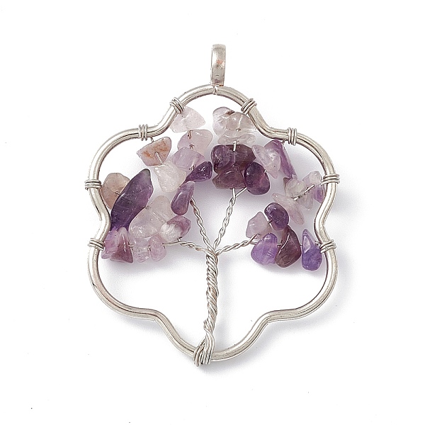 PandaHall Flower Natural Amethyst Copper Wire Wrapped Chip Big Pendants, Tree of Life Charm, with Platinum Tone Iron Findings, 59x45x8mm...
PandaHall Flower Natural Amethyst Copper Wire Wrapped Chip Big Pendants, Tree of Life Charm, with Platinum Tone Iron Findings, 59x45x8mm...