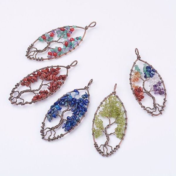 PandaHall Natural & Synthetic Mixed Stone Chips Pendants, with Red Copper Plated Brass Findings, Oval with Tree, 88.5~90x35~37x8~9mm, Hole...
PandaHall Natural & Synthetic Mixed Stone Chips Pendants, with Red Copper Plated Brass Findings, Oval with Tree, 88.5~90x35~37x8~9mm, Hole...