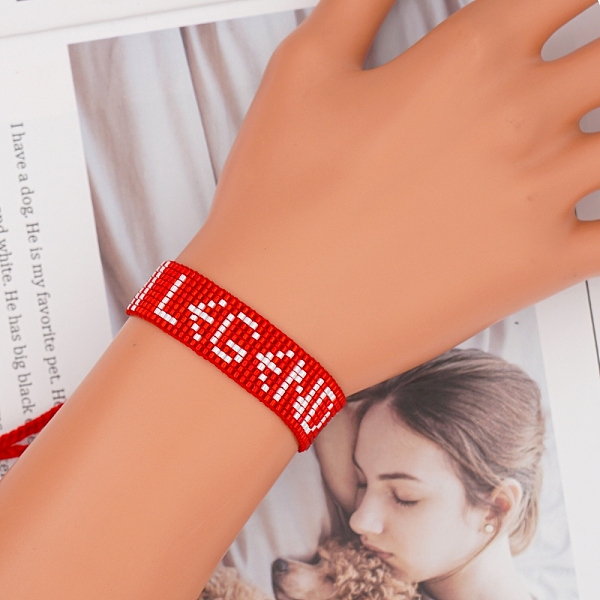 PandaHall Miyuki Seed Braided Bead Bracelet, Word LNGD Friendship Bracelet for Women, Red, 11 inch(28cm) Glass Word Red
PandaHall Miyuki Seed Braided Bead Bracelet, Word LNGD Friendship Bracelet for Women, Red, 11 inch(28cm) Glass Word Red