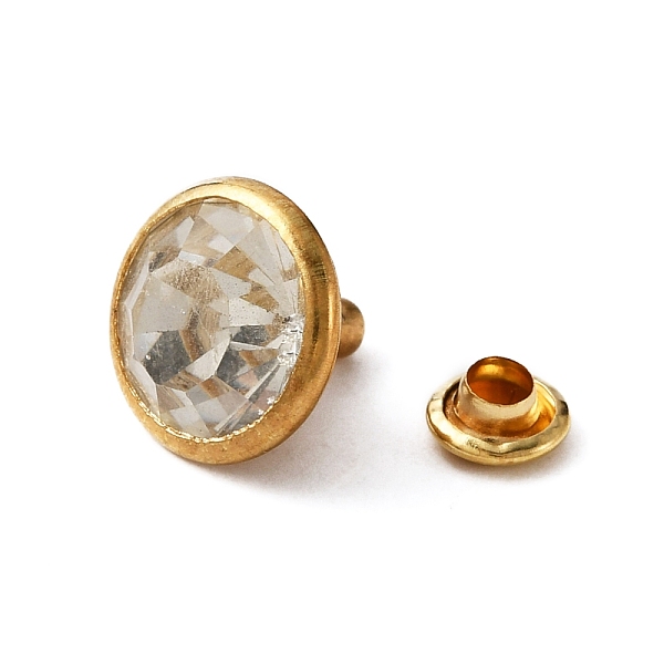 PandaHall Brass Rhinestone Semi-Tublar Rivet Set, Flat Round, Golden, 6~11x3~10mm, Hole: 2mm Brass+Rhinestone Flat Round Clear
PandaHall Brass Rhinestone Semi-Tublar Rivet Set, Flat Round, Golden, 6~11x3~10mm, Hole: 2mm Brass+Rhinestone Flat Round Clear
