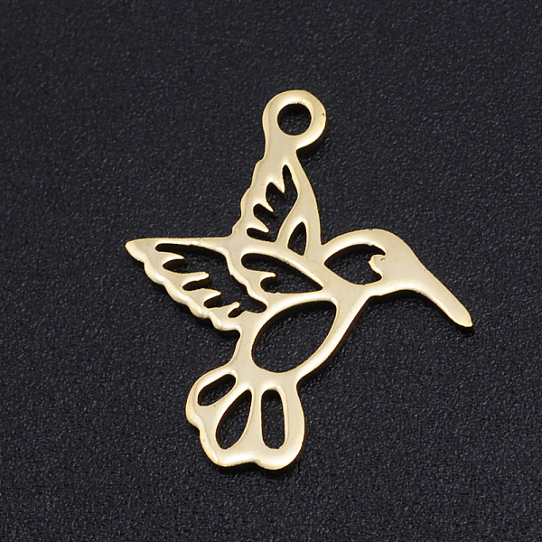 PandaHall 201 Stainless Steel Pendants, Bird, Hollow, Golden, 18x17x1mm, Hole: 1.5mm 201 Stainless Steel Bird
PandaHall 201 Stainless Steel Pendants, Bird, Hollow, Golden, 18x17x1mm, Hole: 1.5mm 201 Stainless Steel Bird