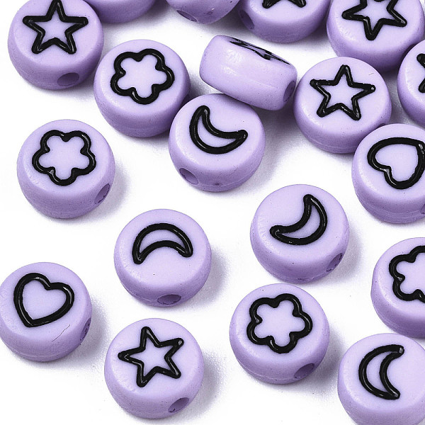PandaHall Opaque Acrylic Beads, with Enamel, Flat Round with Heart & Star & Moon & Flower, Lilac, 7x4mm, Hole: 1.5mm, about 3670pcs/500g..., Purple
PandaHall Opaque Acrylic Beads, with Enamel, Flat Round with Heart & Star & Moon & Flower, Lilac, 7x4mm, Hole: 1.5mm, about 3670pcs/500g..., Purple