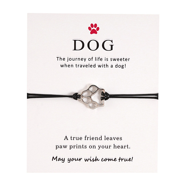 PandaHall Alloy Dog Paw Print Link Bracelet, Waxed Cord Adjustable Bracelet for Women, Black, 6-1/4~11-3/4 inch(16~30cm) Alloy Black
PandaHall Alloy Dog Paw Print Link Bracelet, Waxed Cord Adjustable Bracelet for Women, Black, 6-1/4~11-3/4 inch(16~30cm) Alloy Black