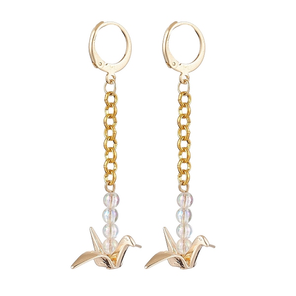 PandaHall Origami Crane Brass Chain Dangle Earrings with Acrylic Beads, 304 Stainless Steel Leverback Earrings for Women, Golden, 58x22mm...
PandaHall Origami Crane Brass Chain Dangle Earrings with Acrylic Beads, 304 Stainless Steel Leverback Earrings for Women, Golden, 58x22mm...