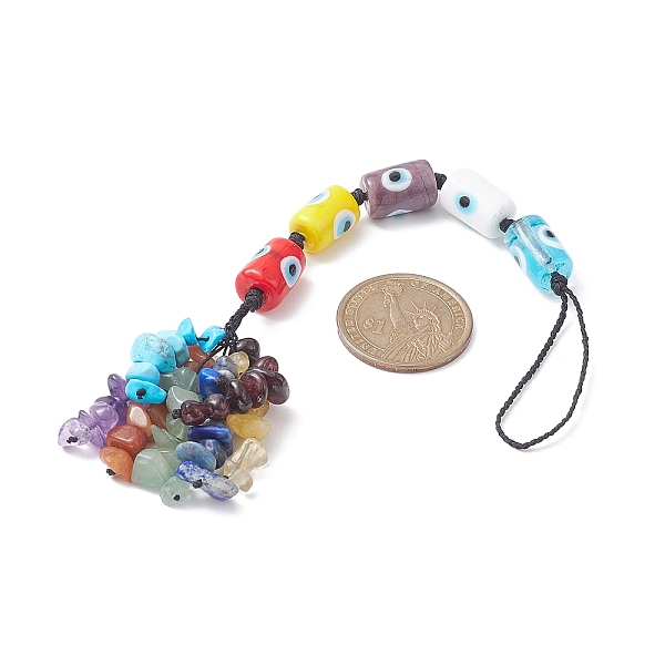 PandaHall Handmade Evil Eye Lampwork Pendant Decorations, Braided Nylon Thread and Gemstone Chip Tassel Hanging Ornaments, Column, 19cm...
PandaHall Handmade Evil Eye Lampwork Pendant Decorations, Braided Nylon Thread and Gemstone Chip Tassel Hanging Ornaments, Column, 19cm...