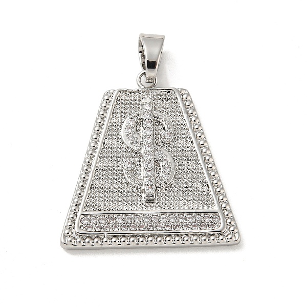 PandaHall Brass Micro Pave Cubic Zirconia Pendants, Long-Lasting Plated, Trapezoid with Dollar Shape, Platinum, 27x26x3mm, Hole: 6.5x4mm..., Clear
PandaHall Brass Micro Pave Cubic Zirconia Pendants, Long-Lasting Plated, Trapezoid with Dollar Shape, Platinum, 27x26x3mm, Hole: 6.5x4mm..., Clear