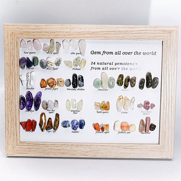 PandaHall Natural Gemstones Nuggets Collections, Photo Frame Display Decoration, for Earth Science Teaching, Box: 230x183x15mm, Gemstone...
PandaHall Natural Gemstones Nuggets Collections, Photo Frame Display Decoration, for Earth Science Teaching, Box: 230x183x15mm, Gemstone...