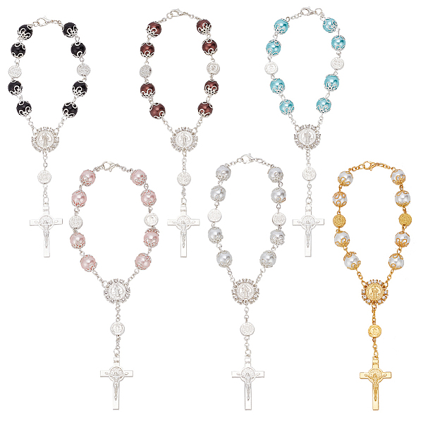 PandaHall GOMAKERER 6Pcs 6 Colors Glass Pearl Rosary Bead Bracelets Set, Alloy Cross with Jesus Charm Bracelets, Mixed Color, 9-1/8 inch..., Multicolor
PandaHall GOMAKERER 6Pcs 6 Colors Glass Pearl Rosary Bead Bracelets Set, Alloy Cross with Jesus Charm Bracelets, Mixed Color, 9-1/8 inch..., Multicolor