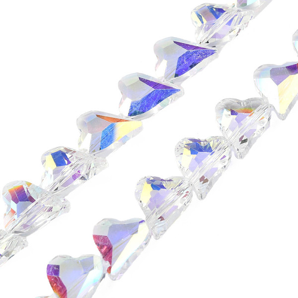 PandaHall Electroplate Transparent Glass Beads Strands, AB Color Plated, Faceted, Heart, Clear AB, 12x10x5mm, Hole: 1mm, about 60Pcs/strand..., White
PandaHall Electroplate Transparent Glass Beads Strands, AB Color Plated, Faceted, Heart, Clear AB, 12x10x5mm, Hole: 1mm, about 60Pcs/strand..., White