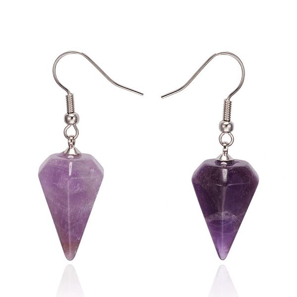 PandaHall Natural Amethyst Dangle Earrings, Pendulum, Platinum, 42~44mm, Pin: 0.5mm. Amethyst
PandaHall Natural Amethyst Dangle Earrings, Pendulum, Platinum, 42~44mm, Pin: 0.5mm. Amethyst