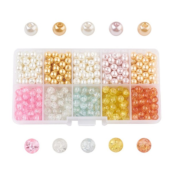 PandaHall Barely Pink Mixed Baking Painted Crackle Glass & Glass Pearl Bead Sets, Round, Mixed Color, 6~6.5x5.5~6mm, Hole: 1mm, about..., Multicolor
PandaHall Barely Pink Mixed Baking Painted Crackle Glass & Glass Pearl Bead Sets, Round, Mixed Color, 6~6.5x5.5~6mm, Hole: 1mm, about..., Multicolor
