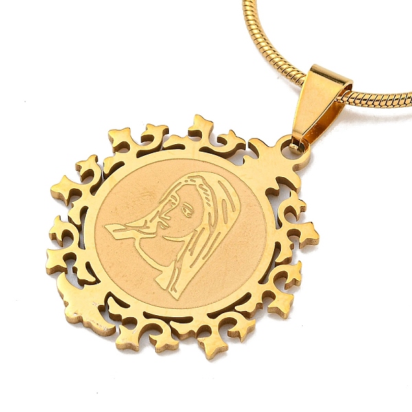 PandaHall Virgin Mary Pendant Necklaces, 304 Stainless Steel Snake Chain Necklaces, Golden, 17.91 inch(45.5cm) 316 Surgical Stainless Steel...
PandaHall Virgin Mary Pendant Necklaces, 304 Stainless Steel Snake Chain Necklaces, Golden, 17.91 inch(45.5cm) 316 Surgical Stainless Steel...