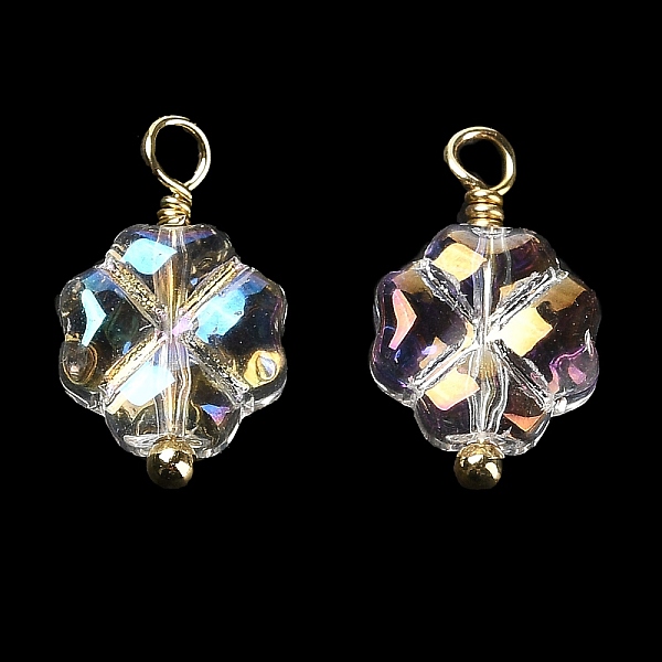 PandaHall Glass Charms, with Rack Plating Brass Findings, Real 18K Gold Plated, Clover Charm, Clear AB, 14x8x4mm, Hole: 1.8mm Brass+Glass..., White
PandaHall Glass Charms, with Rack Plating Brass Findings, Real 18K Gold Plated, Clover Charm, Clear AB, 14x8x4mm, Hole: 1.8mm Brass+Glass..., White