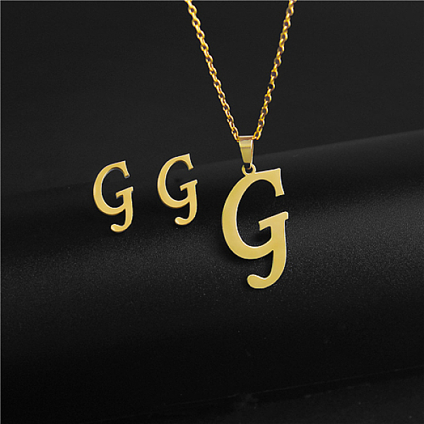 PandaHall Golden Stainless Steel Initial Letter Jewelry Set, Stud Earrings & Pendant Necklaces, Letter G, No Size Stainless Steel Letter G
PandaHall Golden Stainless Steel Initial Letter Jewelry Set, Stud Earrings & Pendant Necklaces, Letter G, No Size Stainless Steel Letter G